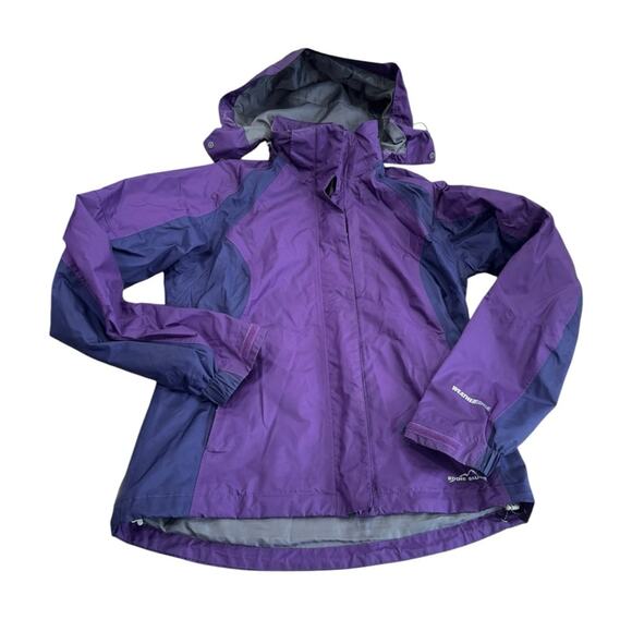 EDDIE BAUER Weather Edge Purple Nylon Rain Jacket with hood Size SMALL - Picture 1 of 15